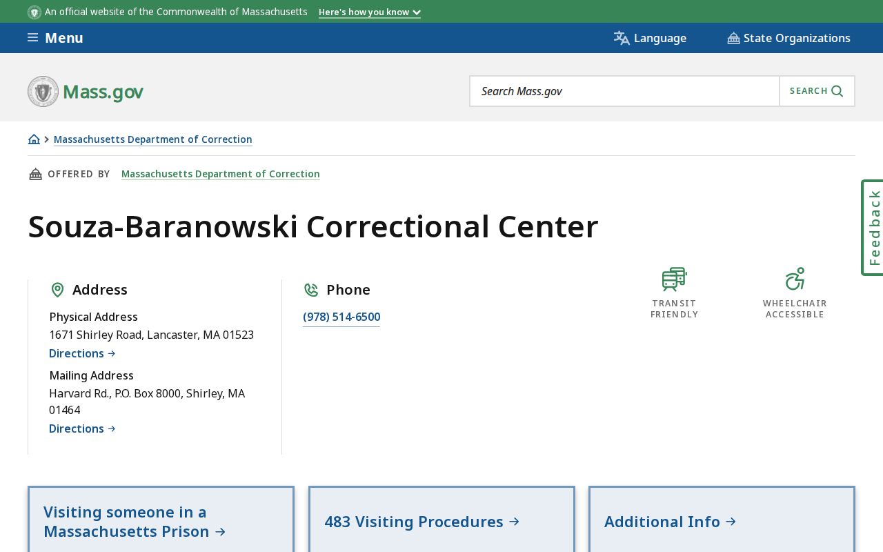 SBCC Lancaster release records and Massachusetts DOC facility location