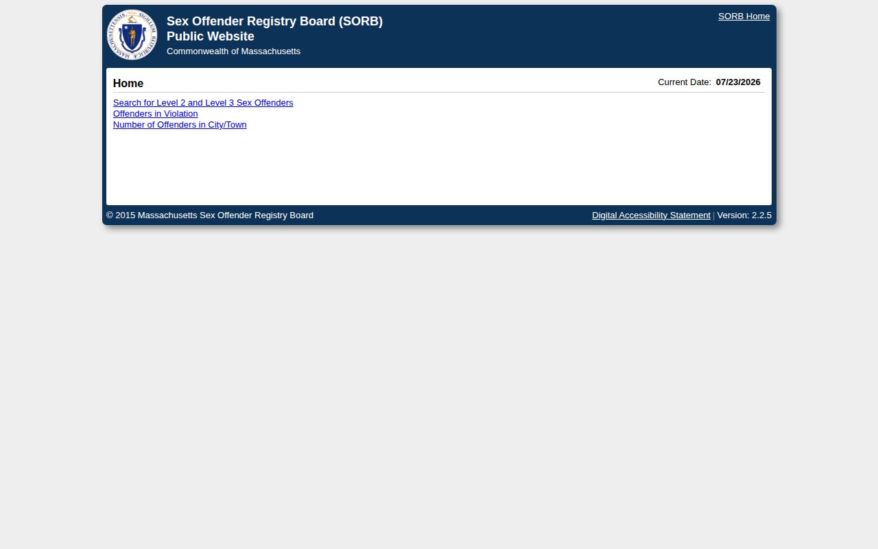 Massachusetts Level 2 and Level 3 registry search distinct from Worcester County released mugshots
