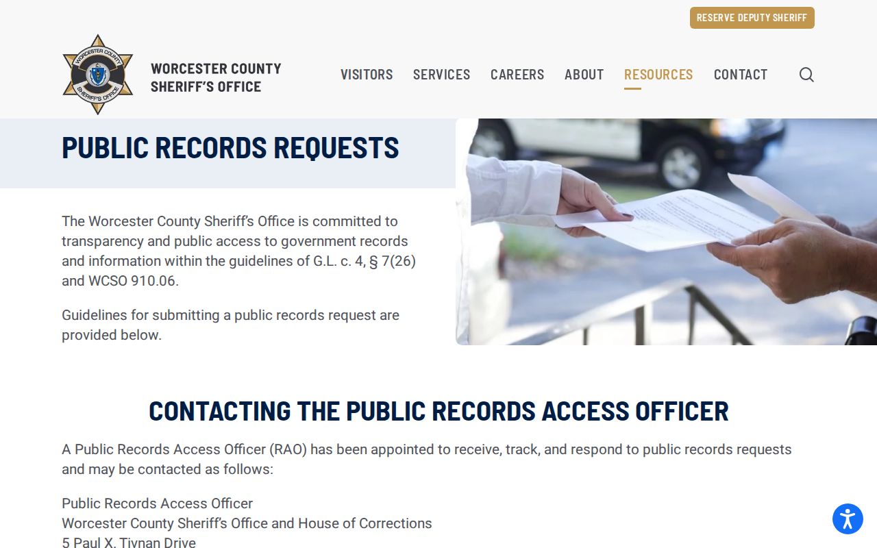 Worcester County release records request contacts
